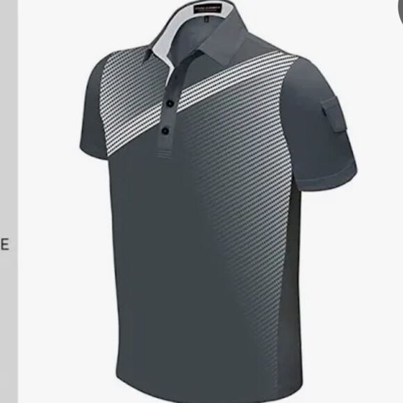 Pin High Men's Performance Dry Fit‎ Golf Shirt Grey L NWT - Picture 4 of 6